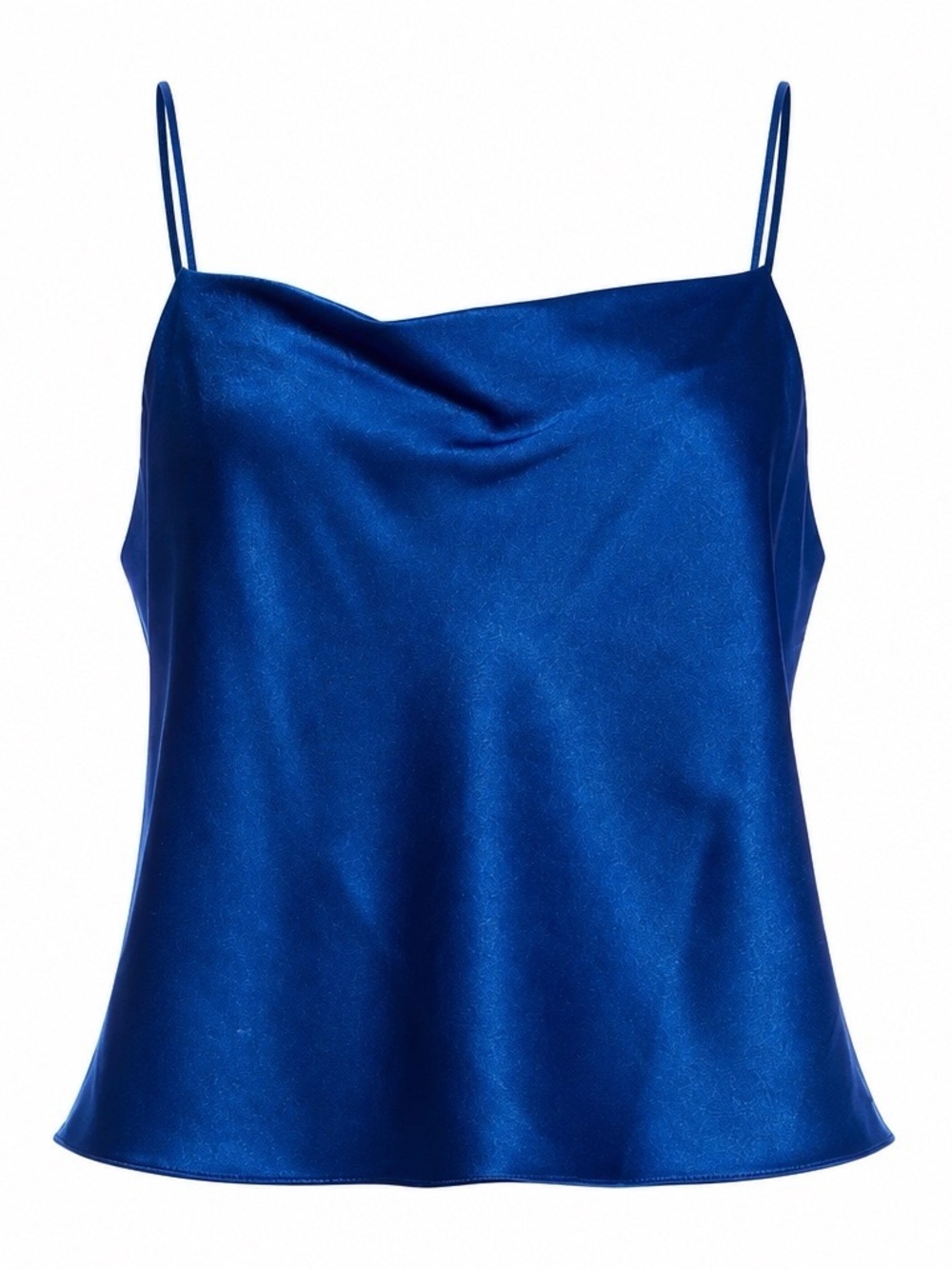 Alice + Olivia Blue Satin Cowl Neck Top M